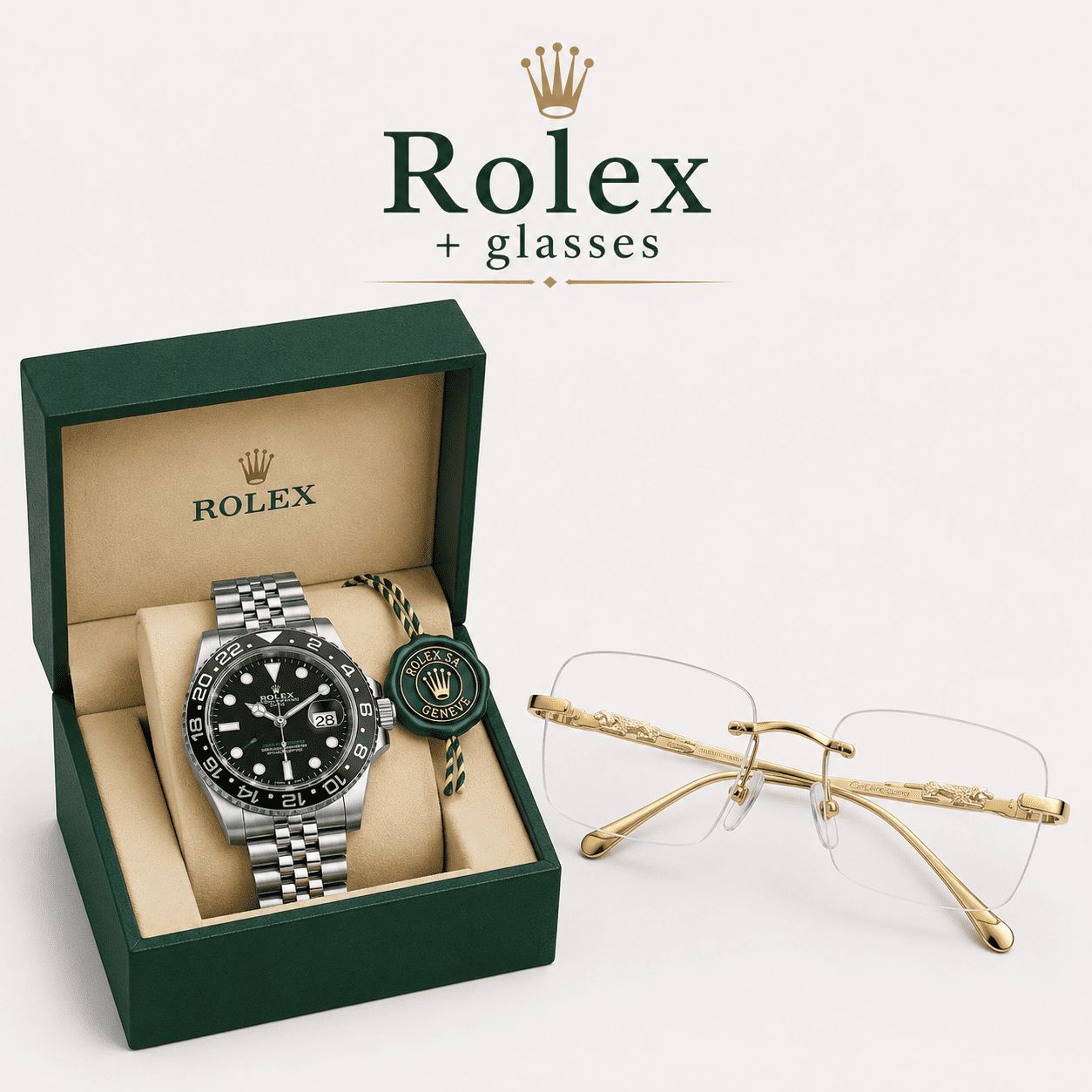 Rolex arabic & glasses